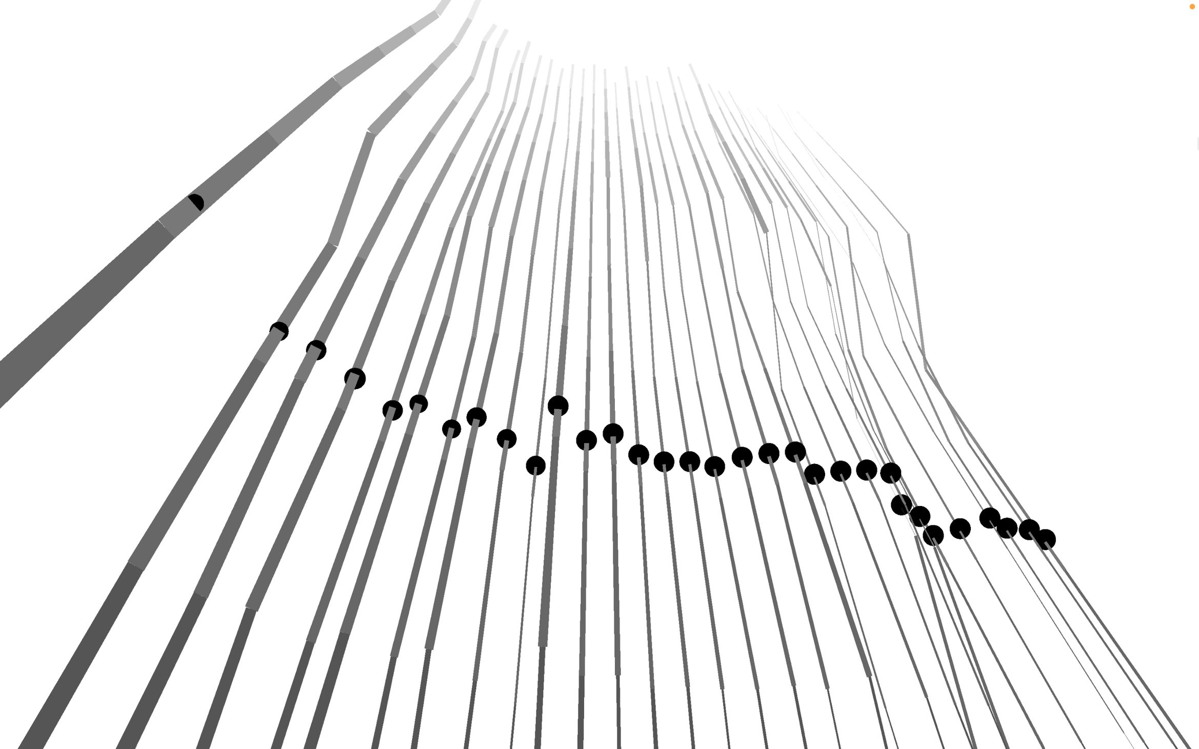 引っ張ることで音楽が流れる体験作品。画面のスクリーンショット。